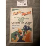 Motor Racing : Brooklands Race programme B A R C