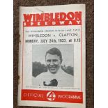 Speedway : Wimbledon pre war progs (2) v west Ham