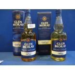 Two bottles of Glen Moray Single Malt Scotch Whisky.