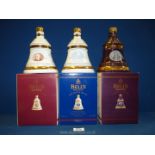 Three Wade Bell's Extra Special Old Whisky, boxed Christmas decanters 2000, 2001 and 2002.