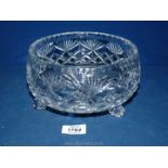 A three footed glass trifle bowl in Polish crystal,