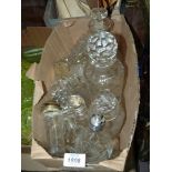 A small quantity of glass decanters, perfume bottles, condiments, stoppers etc.