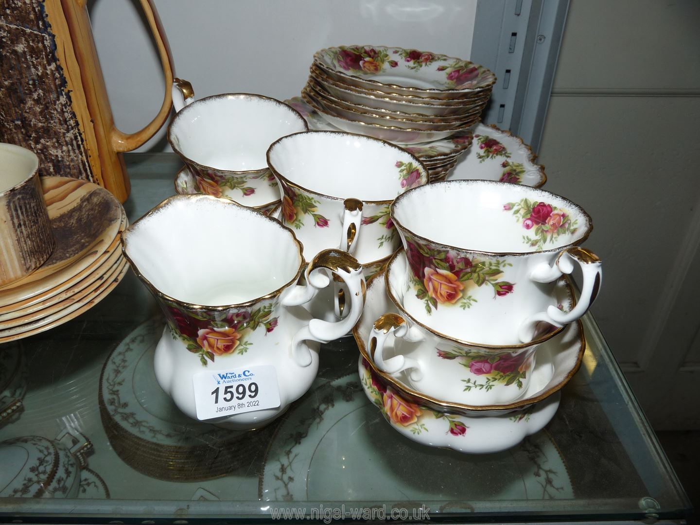 A Royal Albert 'Old Country Roses' part Teaset, cups, saucers, milk jug, shallow serving dishes etc.