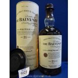 A bottle of Balvenie 21 years old Single Malt Scotch Whisky in presentation tin.