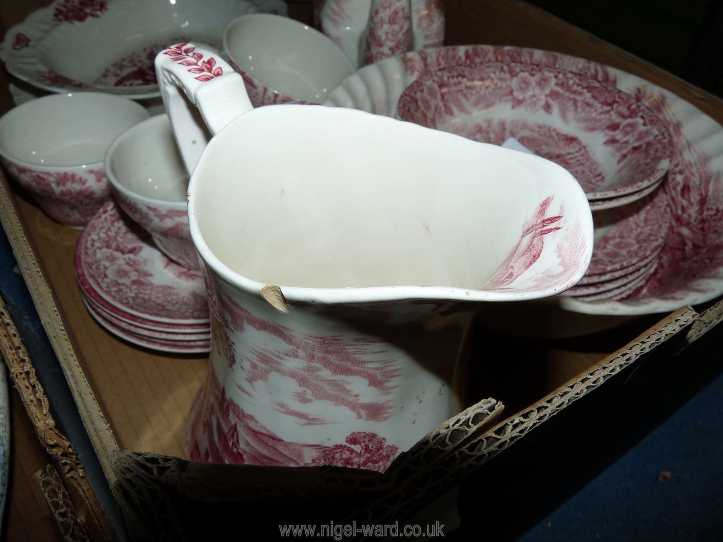 A quantity of pink and white china including Constable Series bowls, cups and saucers, - Image 2 of 2