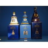 Three Wade Bell's Scotch Whisky Royal commemorative decanters including Queen Elizabeth 75th