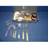 A quantity of epns cutlery including bone handled fish eaters, mother of pearl handled pickle forks,