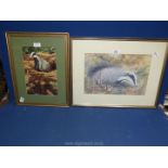 A framed and mounted Print signed Trevor Parkin, along with a Martin Ridley print,