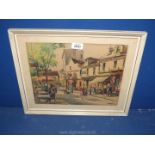 A Watercolour of a Continental Cafe street scene,