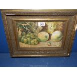 A gilt framed Victorian watercolour of grapes and apples.