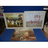 Two framed paintings of rural scenes, one indistinctly signed ,