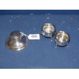 A Silver Capstan Inkwell with liner, 3 1/2'' diameter,