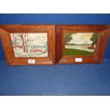 A pair of naive Oil paintings, signed M.