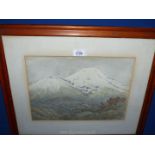A Watercolour of Mount Egremont, New Zealand, signed John Lysaght Moore, 1950.