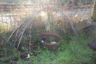 Cloche wire and a metal garden riddle