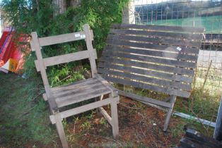 Wooden garden chair and table,