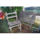 Wooden garden chair and table,