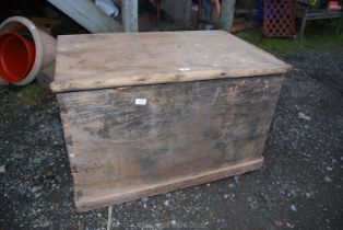 A large wooden trunk (lid a/f.) 37" x 24" x 24".