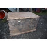 A large wooden trunk (lid a/f.) 37" x 24" x 24".