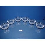 Six Waterford 'Lismore' champagne glasses,
