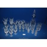 A small quantity of glass including Webb Corbett shape decanter, two Webb Corbett tumblers,