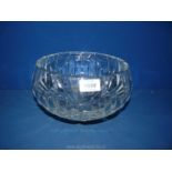 A large crystal glass bowl, 8 1/2" x 7" tall.