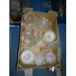 A quantity of pressed glass including sundae dishes, vases, jugs etc.