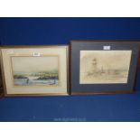 A framed and mounted Watercolour depicting an Estuary scene signed lower right D.J.