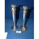 A pair of Silver bud vases, Chester 1920 by Charles Perry & Co, one a/f, 8'' and 7 1/2'' tall,