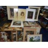 A quantity of unframed Prints to include, 'Babs' by Fred Morgan, 'Dancing Dogs' by George Moorland,