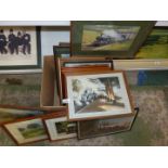 A quantity of framed Prints depicting trains to include four by Don Breckon,