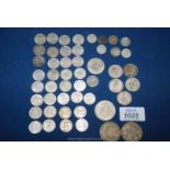 A quantity of coins including 3 x 2/6 from 1939,