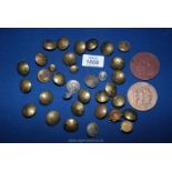A quantity of brass buttons to include National Fire Brigades Association (22),