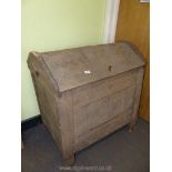 An early and highly collectable rustic Scandinavian Oak and other woods dowry chest having a