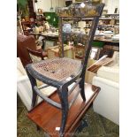 A pretty Chinoiserie side/bedroom Chair having an ebonised frame with decoration in gold and