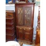 A full height Oak Corner Cabinet on Cupboard,