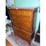 An early fine and surprisingly heavy Marquetry decorated Walnut and Oak Chest on Chest,