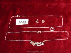 A 925 silver pendant with chain and a necklace & earring set,
