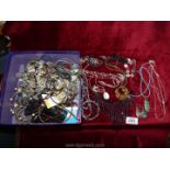 A quantity of costume jewellery to include; earrings, pendants, bangle watch, etc.