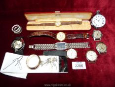 A quantity of wristwatches including; a ladies Montine 17 jewel Incabloc, gents Rocar, Ingersoll,