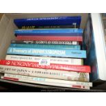 A box of books including Royal Academy of Arts 1980, Edward Lear 1812-1888, The Art of Japan etc.