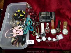 A large quantity of wristwatches and miscellaneous costume jewellery, etc.