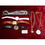 A collection of five ladies dress watches including Old England, R.B. etc.