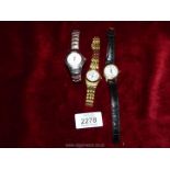 Two ladies Seiko solar wristwatches and a Pulsar water resistant watch.