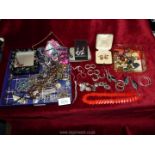 A quantity of costume jewellery to include; cufflinks, scarf clip, earrings, pendants, etc.