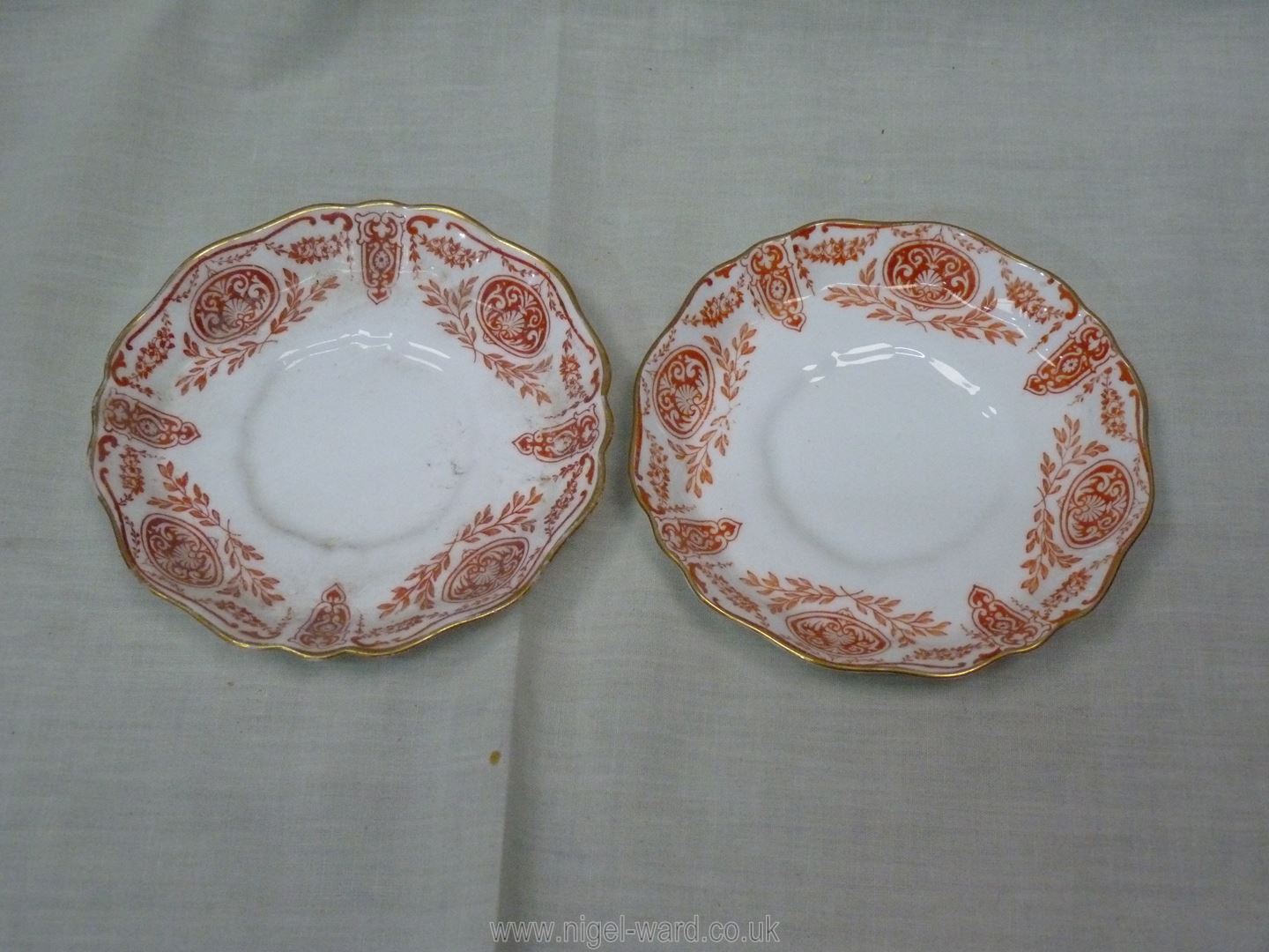 A Victorian Teaset in red and cream by Wedgwood including teapot, four cups, - Image 24 of 30