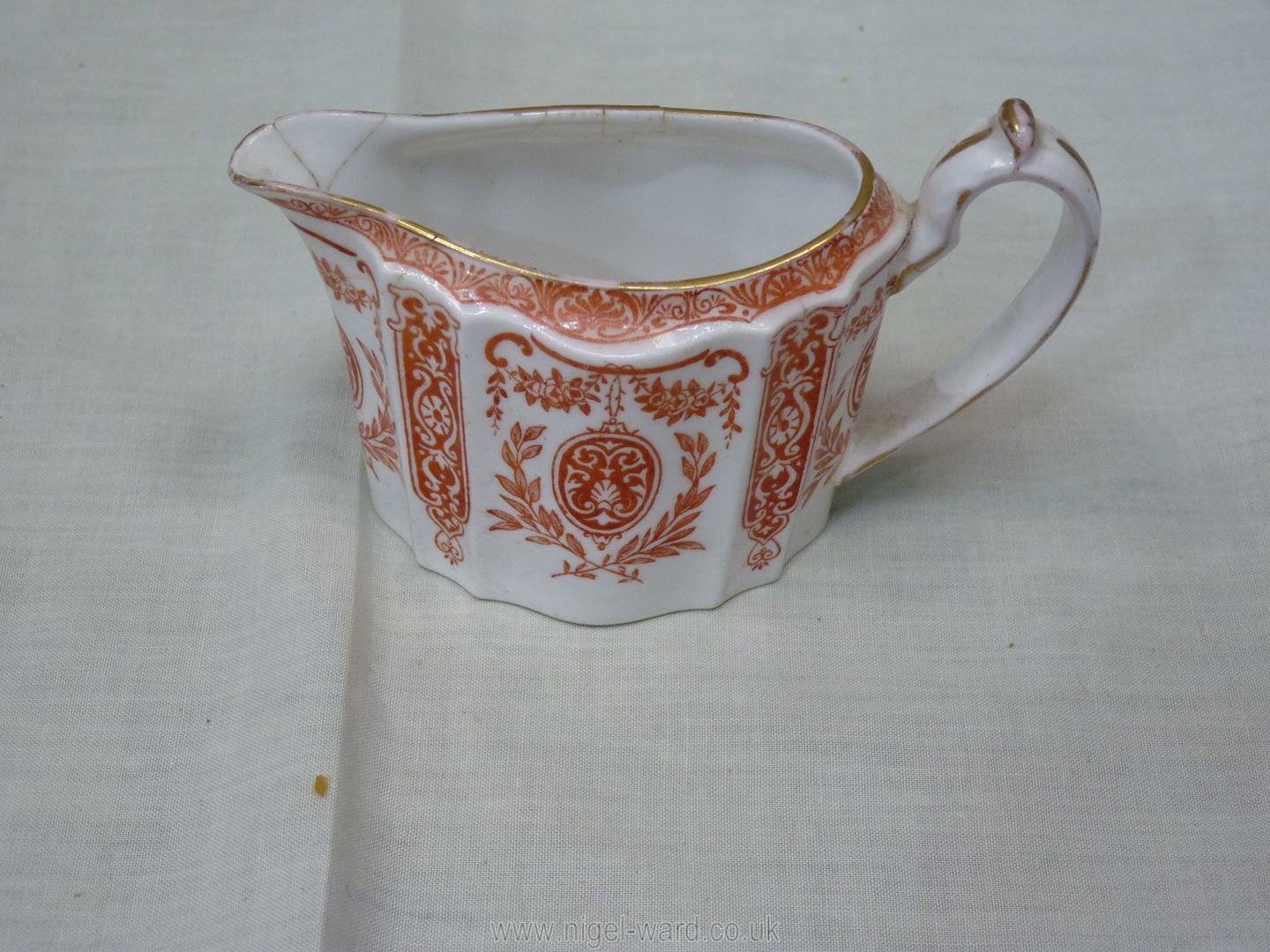 A Victorian Teaset in red and cream by Wedgwood including teapot, four cups, - Image 12 of 30