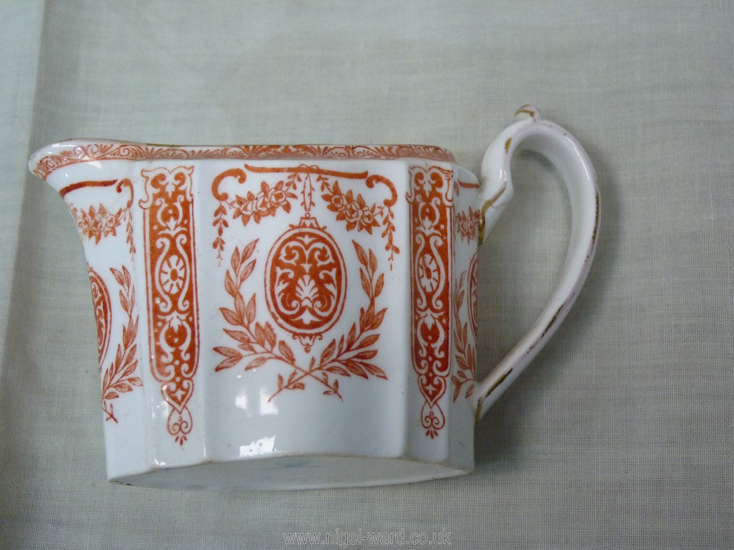 A Victorian Teaset in red and cream by Wedgwood including teapot, four cups, - Image 14 of 30