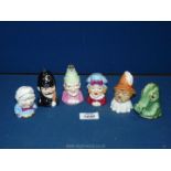 Six Royal Worcester Punch and Judy candle snuffers from The Connoisseur Collection including Punch