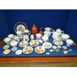 A quantity of china including coronation mugs, Aynsley trinket pot, German moustache cup,